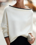 Pull Asymétrique Femme En Maille Fine – Col Bateau