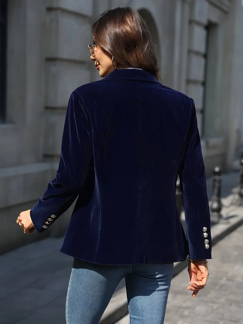Blazer Femme en Velours – Boutons Dorés