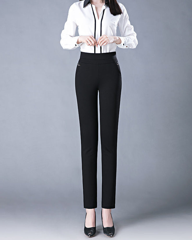 Pantalon Femme Taille Haute – Avec Poches