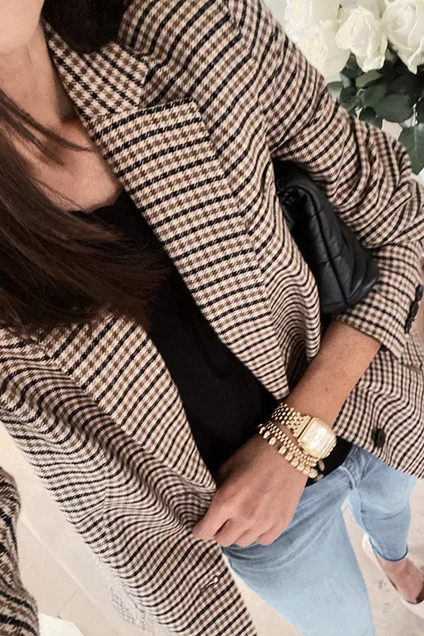 Blazer Femme Boyfriend À Carreaux – Coupe Ample