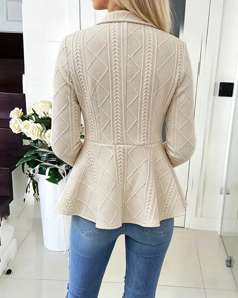 Gilet Femme En Maille Motif Losanges – Col Revers