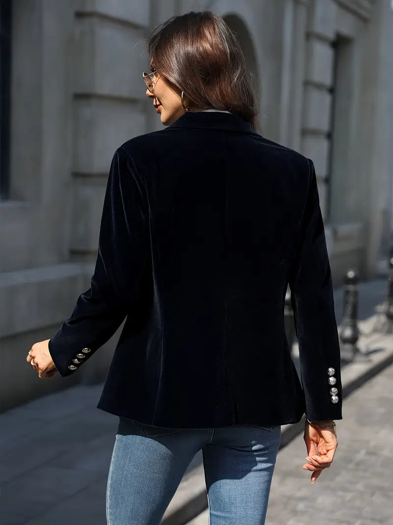 Blazer Femme en Velours – Boutons Dorés