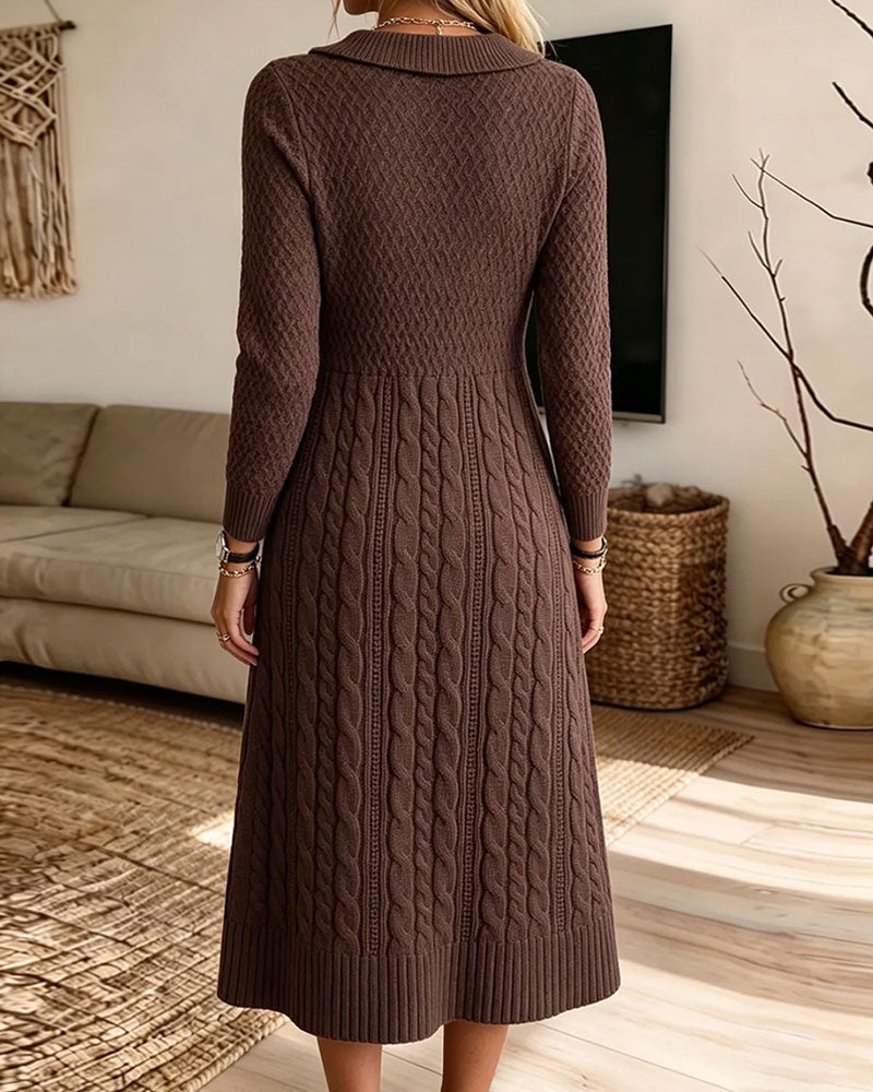 Robe Pull Femme En Maille Torsadée – Col Claudine