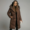 Parka Longue Femme Rembourrée – Capuche Fausse Fourrure