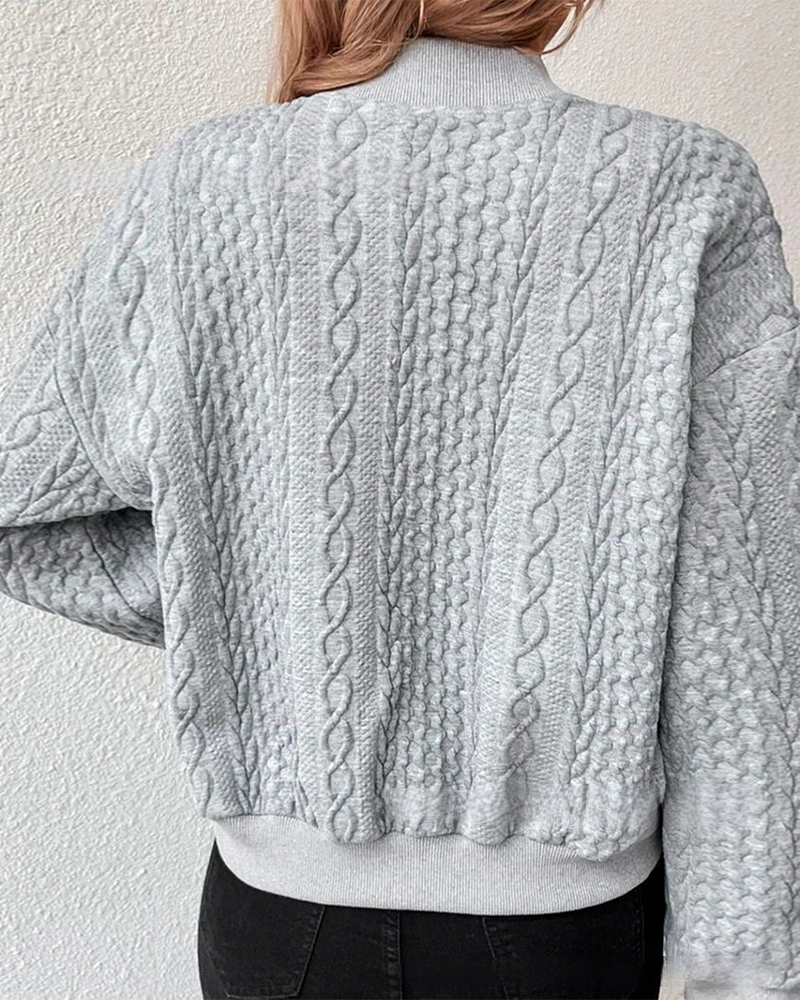 Gilet Bomber Femme En Maille Torsadée