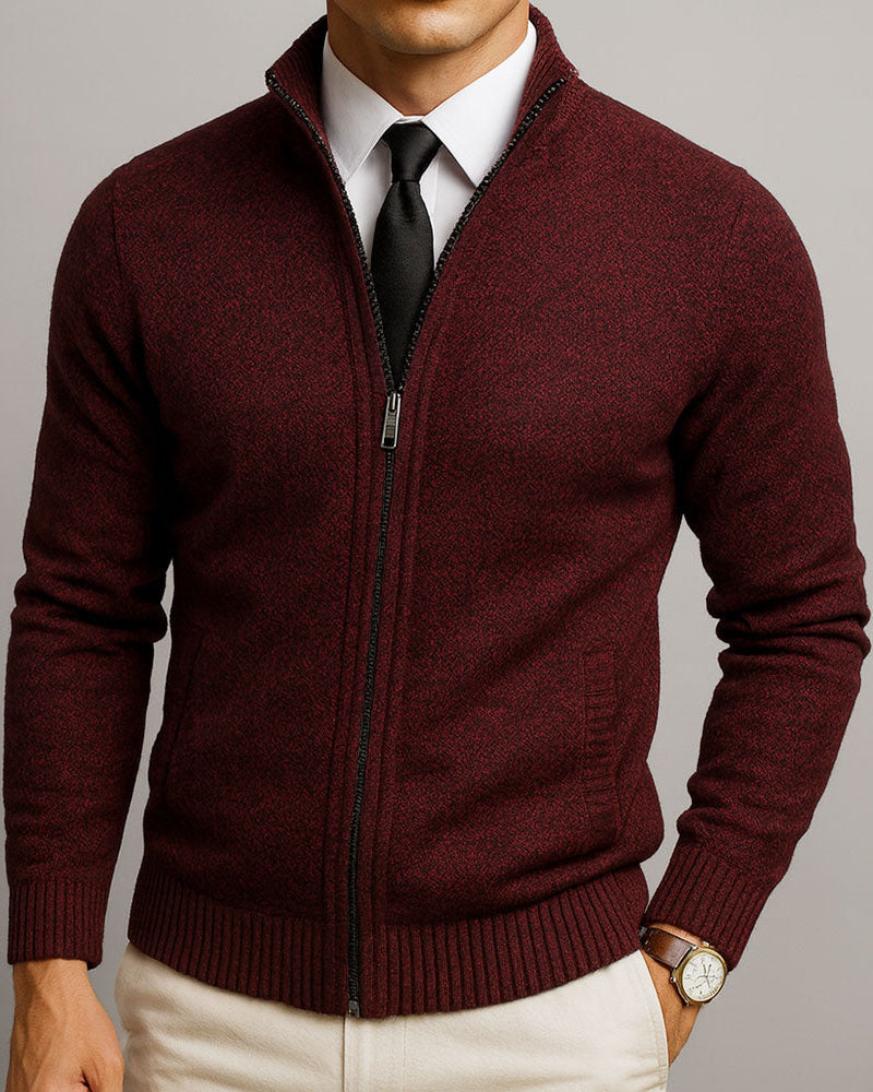 Gilet Zippé Homme En Maille – Col Montant