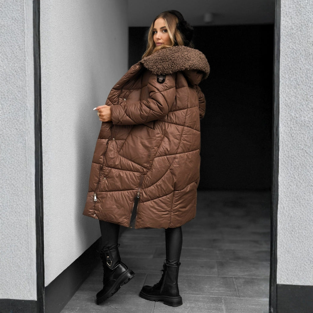 Parka Longue Femme Rembourrée – Capuche Fausse Fourrure