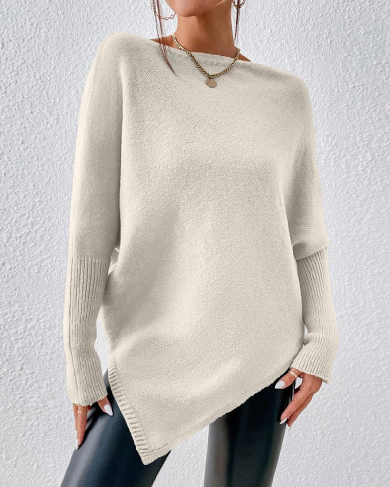 Pull Femme Col Bateau – Ourlet Asymétrique