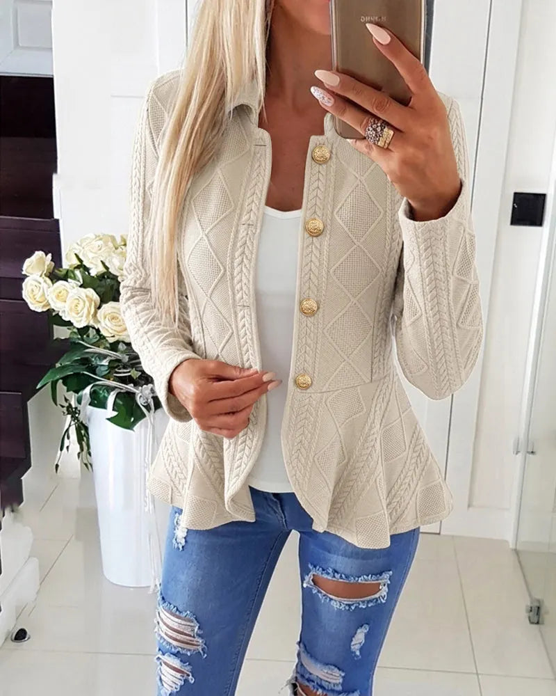 Gilet Femme En Maille Motif Losanges – Col Revers