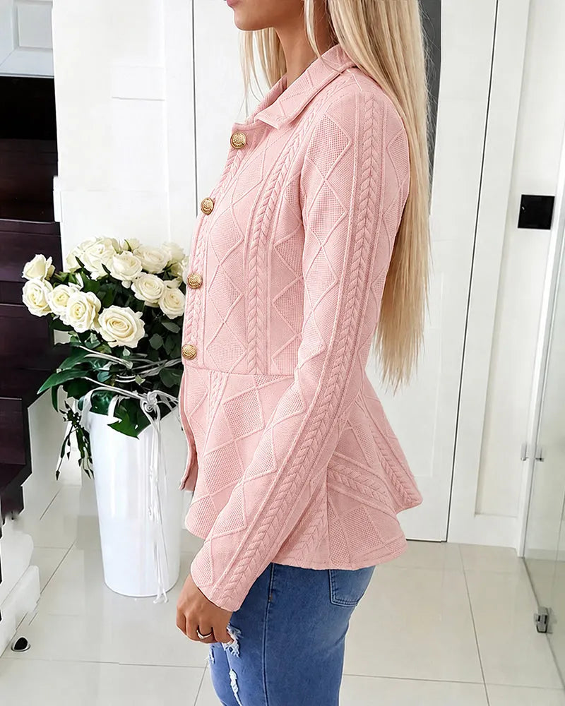 Gilet Femme En Maille Motif Losanges – Col Revers