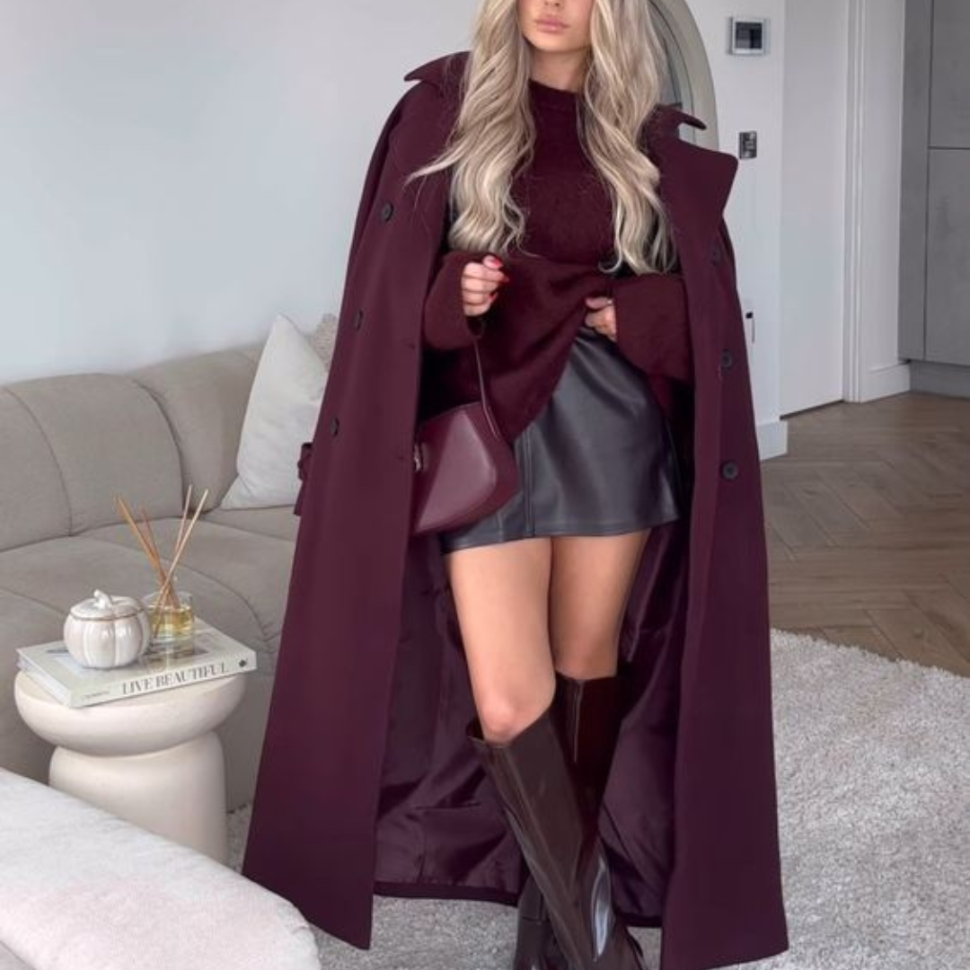 Manteau Long Femme Élégant – Col Tailleur