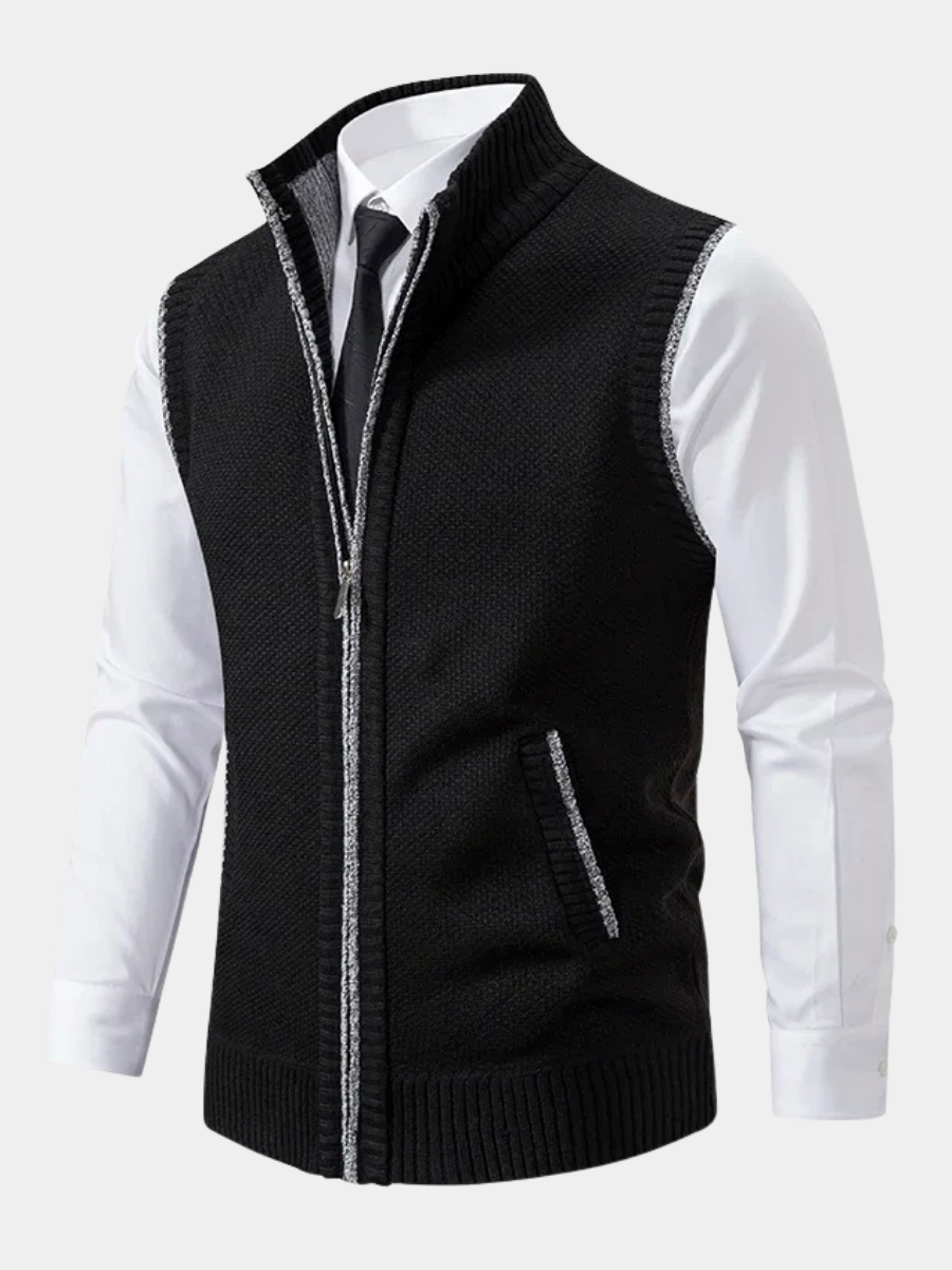 Pull Sans Manches Homme Zippé – Col Montant