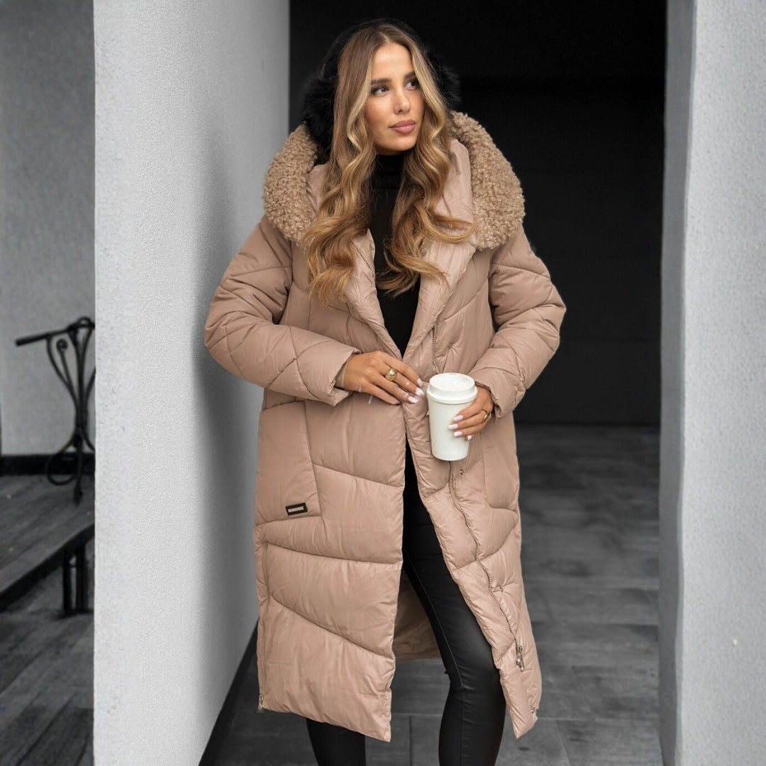 Parka Longue Femme Rembourrée – Capuche Fausse Fourrure