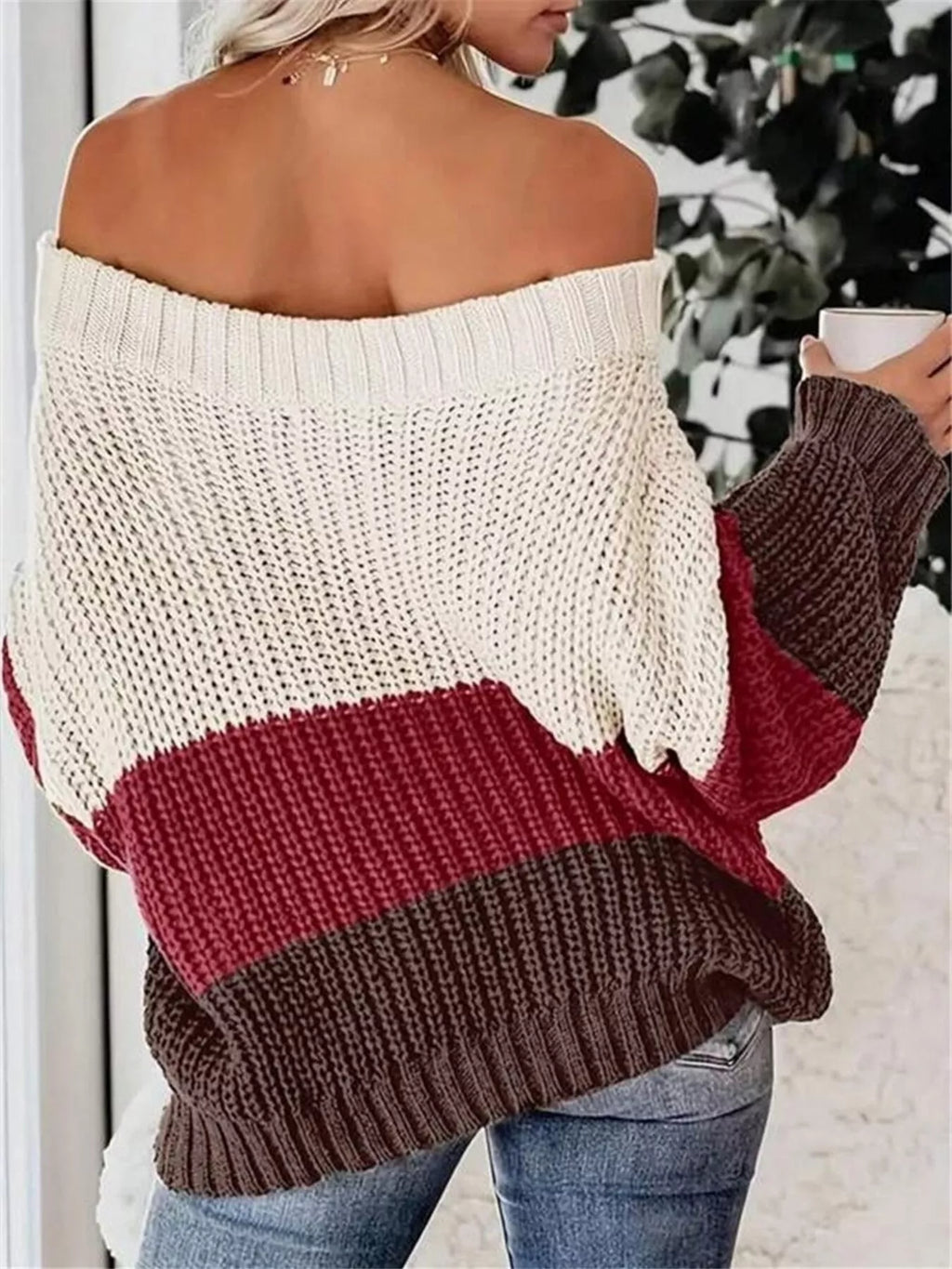 Pull Femme Épaules Dénudées En Maille – Col Bateau
