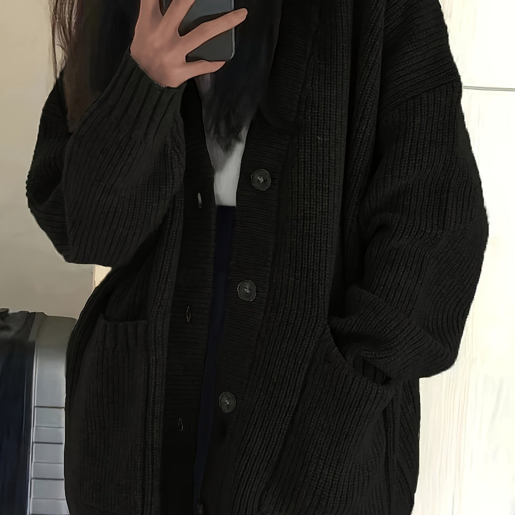 Gilet Femme Oversize En Grosse Maille – Poches Plaquées