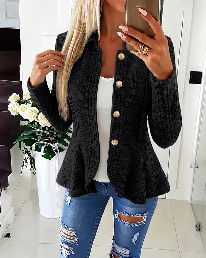 Gilet Femme En Maille Motif Losanges – Col Revers