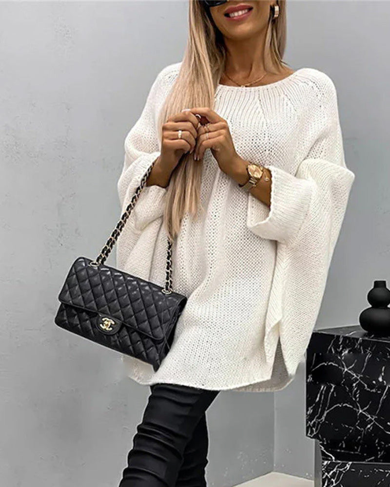 Pull Cape Poncho Femme En Maille Douce – Col Rond