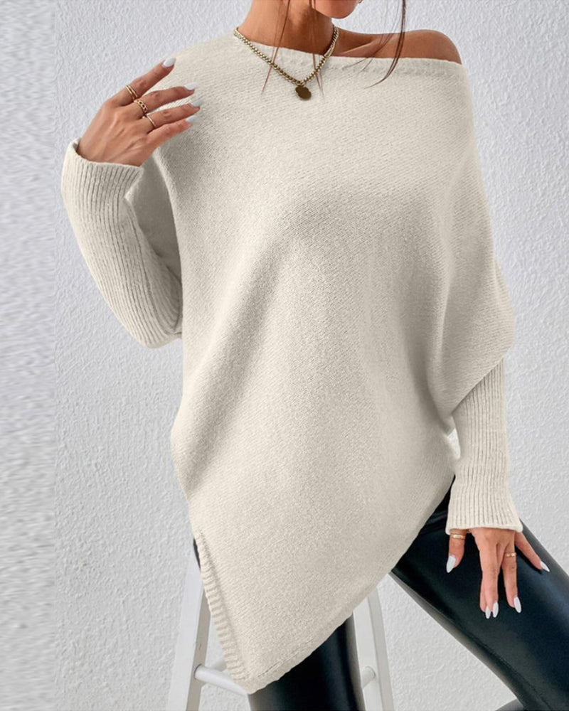 Pull Femme Col Bateau – Ourlet Asymétrique