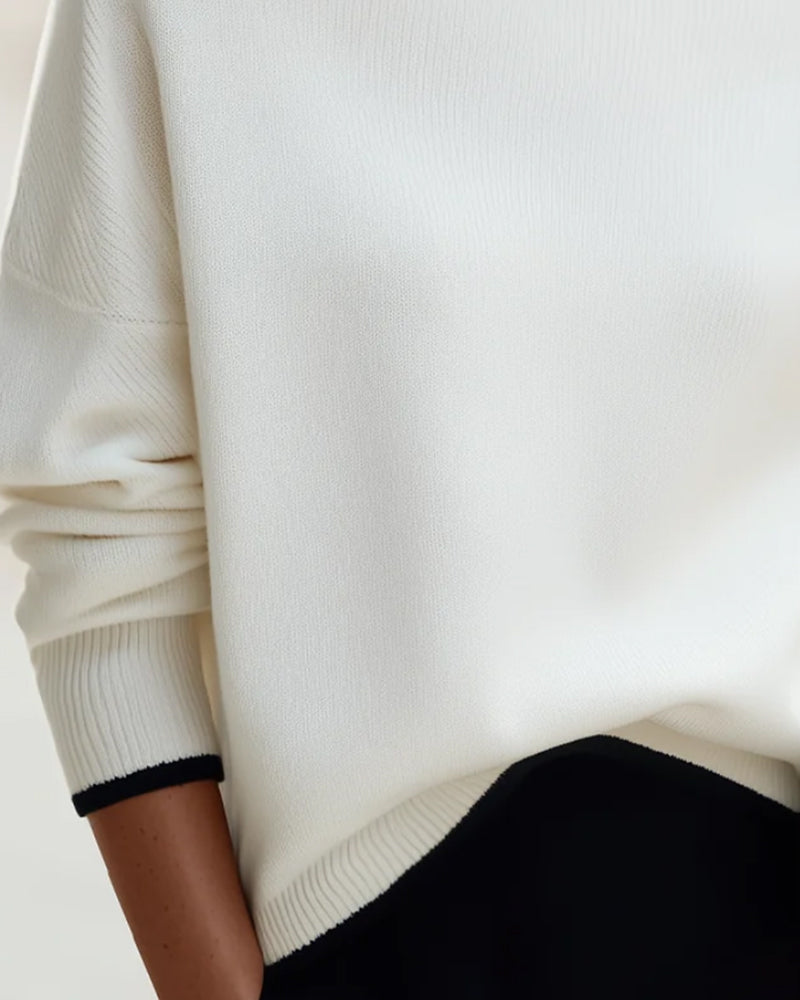 Pull Asymétrique Femme En Maille Fine – Col Bateau