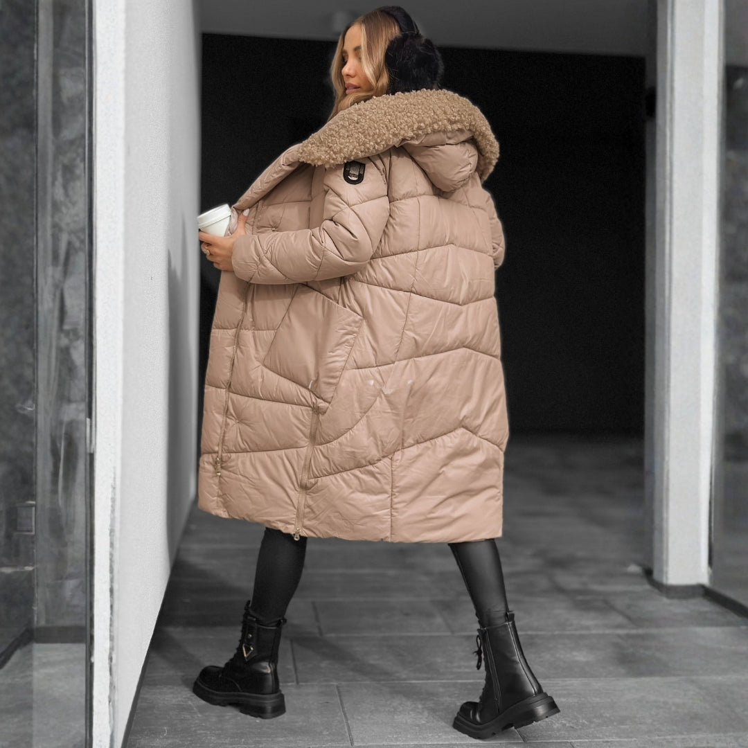Parka Longue Femme Rembourrée – Capuche Fausse Fourrure
