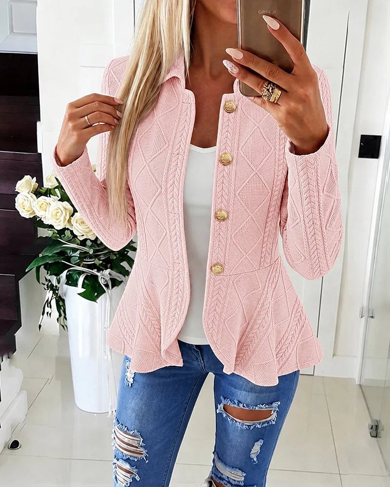Gilet Femme En Maille Motif Losanges – Col Revers