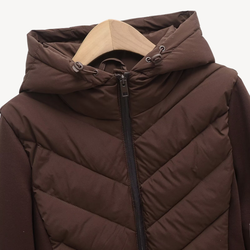 Doudoune Femme Matelassée À Chevrons – Capuche