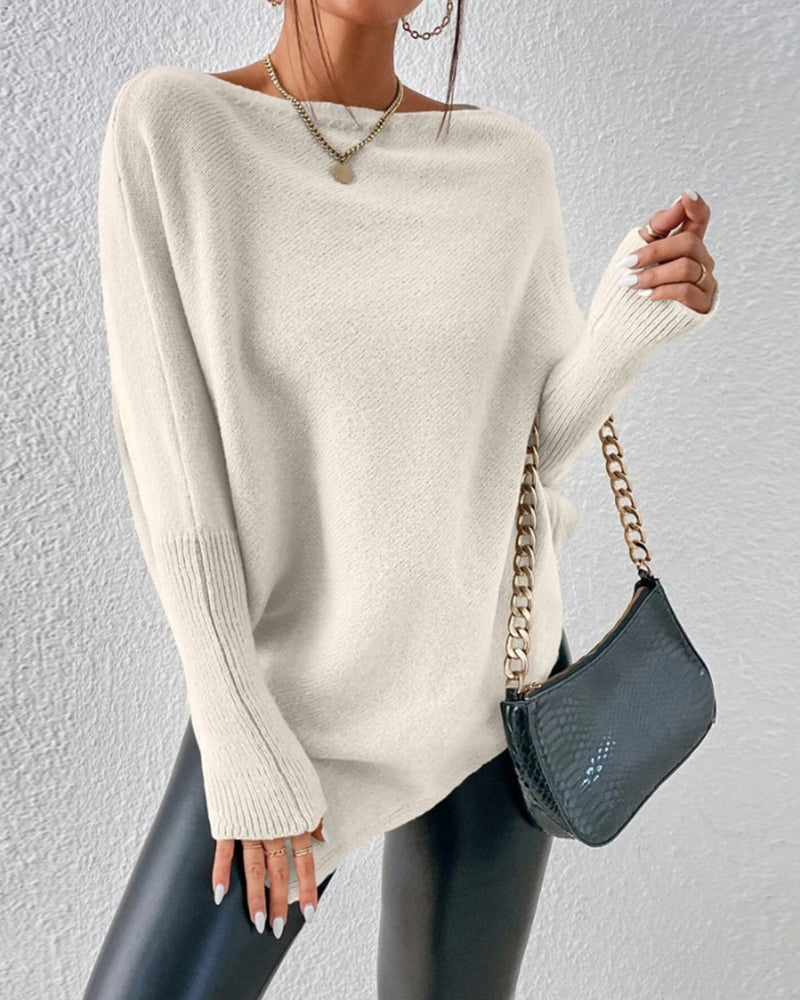 Pull Femme Col Bateau – Ourlet Asymétrique