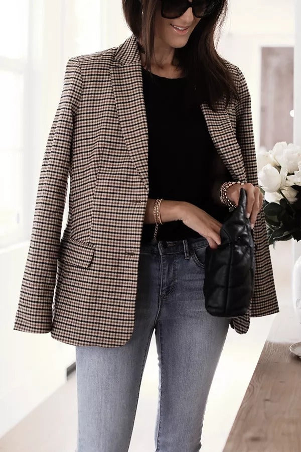 Blazer Femme Boyfriend À Carreaux – Coupe Ample