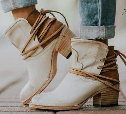 Bottines Femme Slingback À Lacets Et Talon Bloc