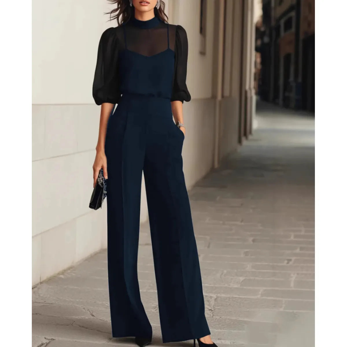 Ensemble Trois Pièces Femme – Gilet, Top Et Pantalon Large