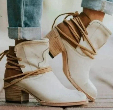 Bottines Femme Slingback À Lacets Et Talon Bloc