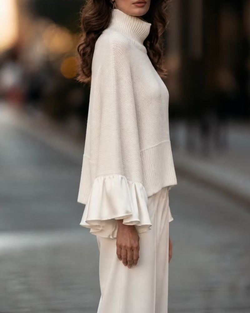 Pull Femme Manches Chauve-Souris – Col Montant