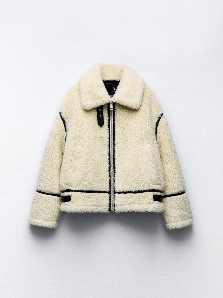 Veste Teddy Femme Courte Zippée – Col Classique
