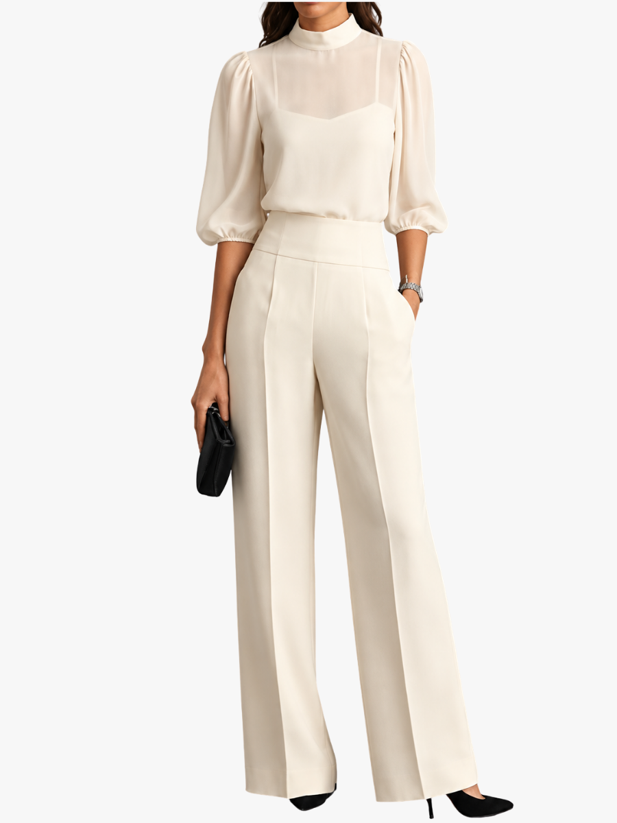 Ensemble Trois Pièces Femme – Gilet, Top Et Pantalon Large