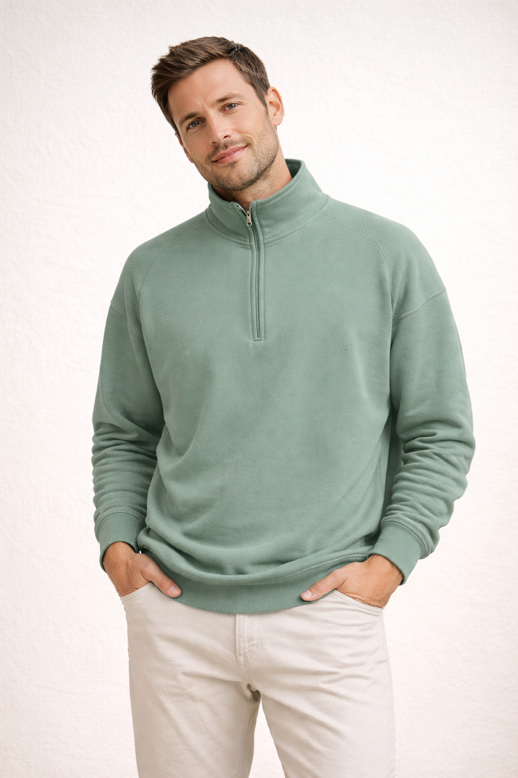 Sweat Homme Demi-Zippé – Col Montant
