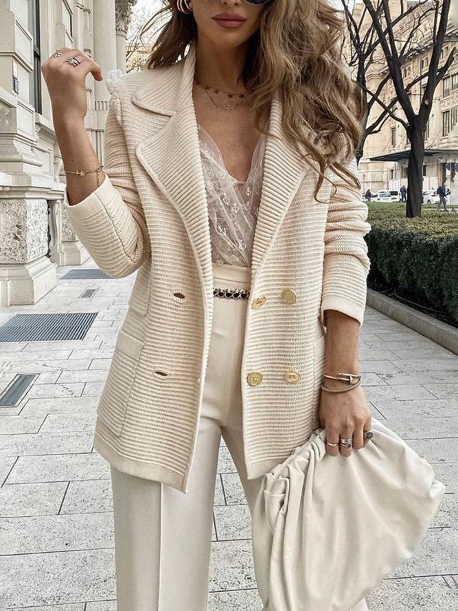 Blazer Long Femme Croisé – Col À Revers