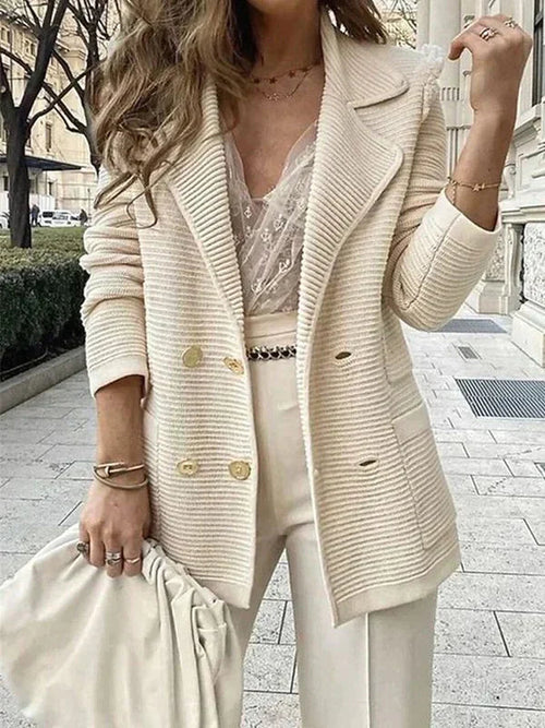 Blazer Long Femme Croisé – Col À Revers