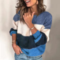 Pull Femme Color-Block À Rayures – Col Rond