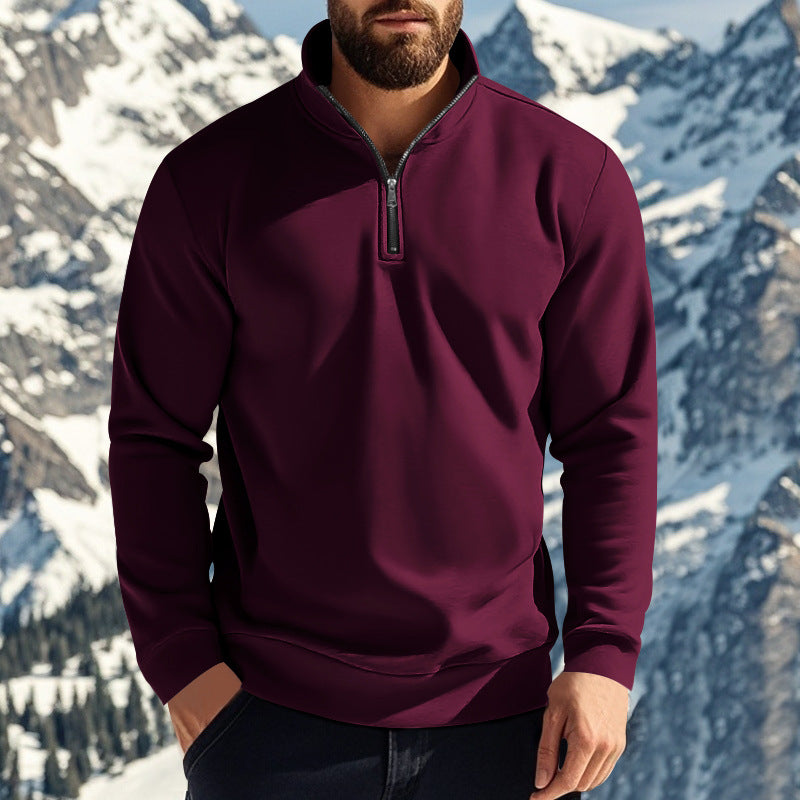 Sweat Homme En Polaire Douce – Col Demi-Zippé