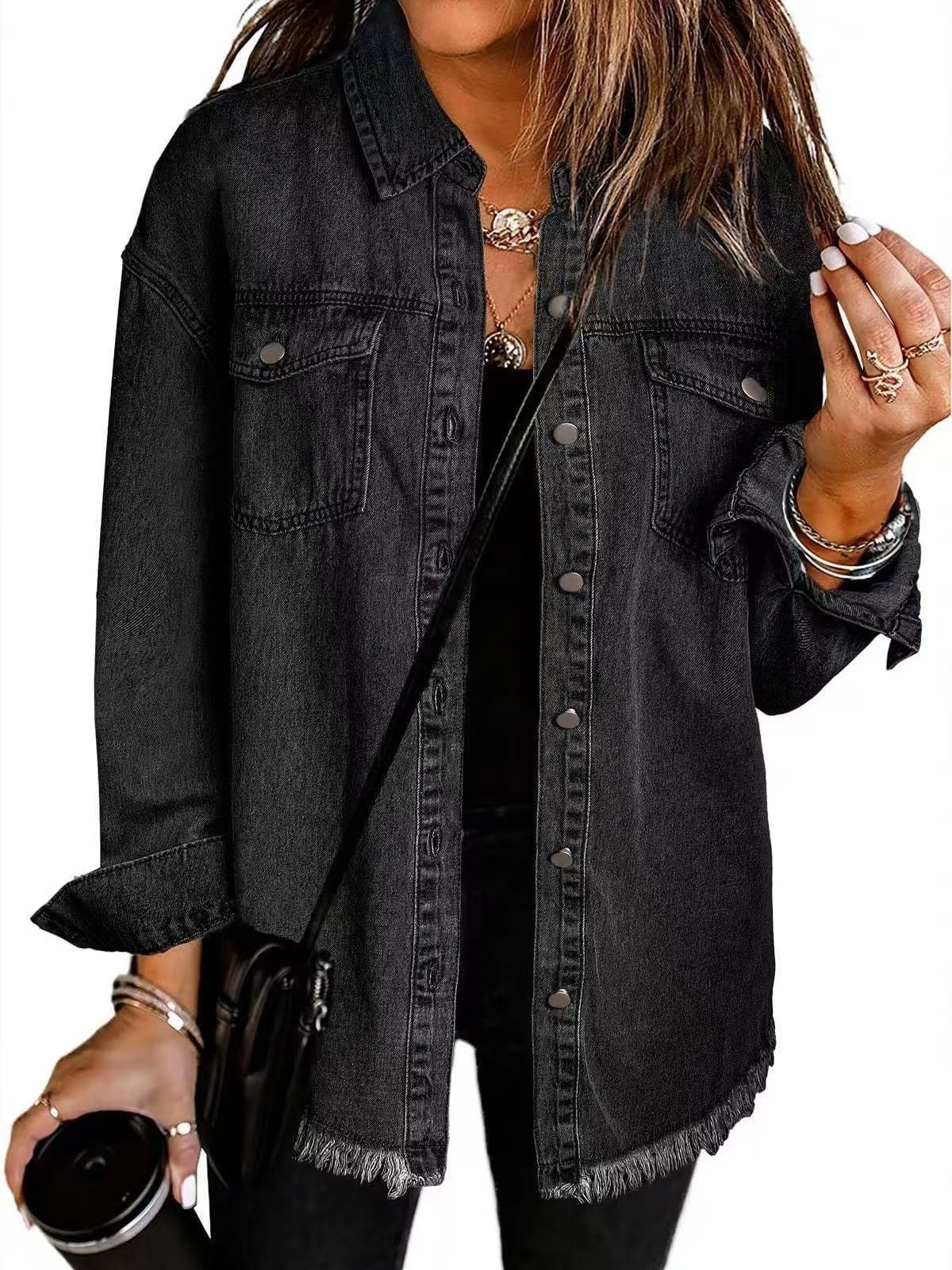 Surchemise Femme en Jean Oversize – Poches Poitrine
