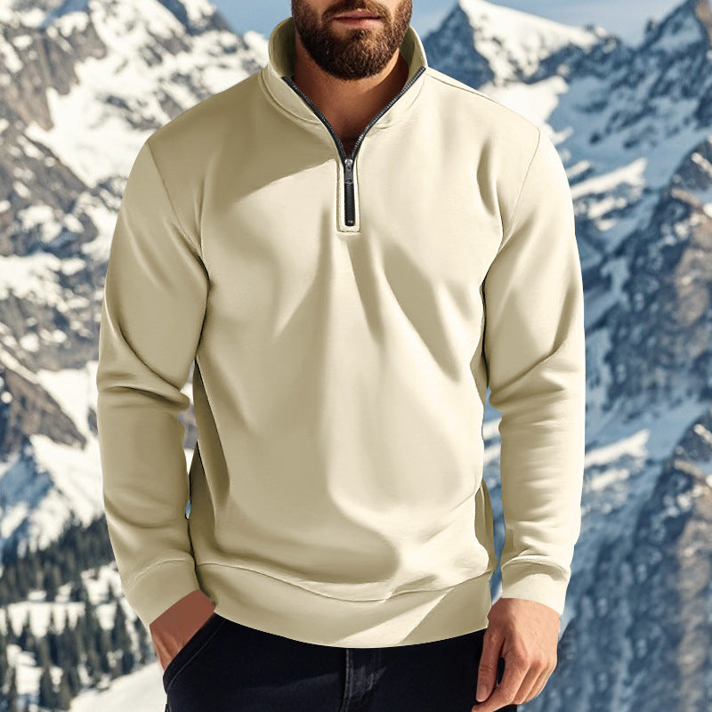 Sweat Homme En Polaire Douce – Col Demi-Zippé