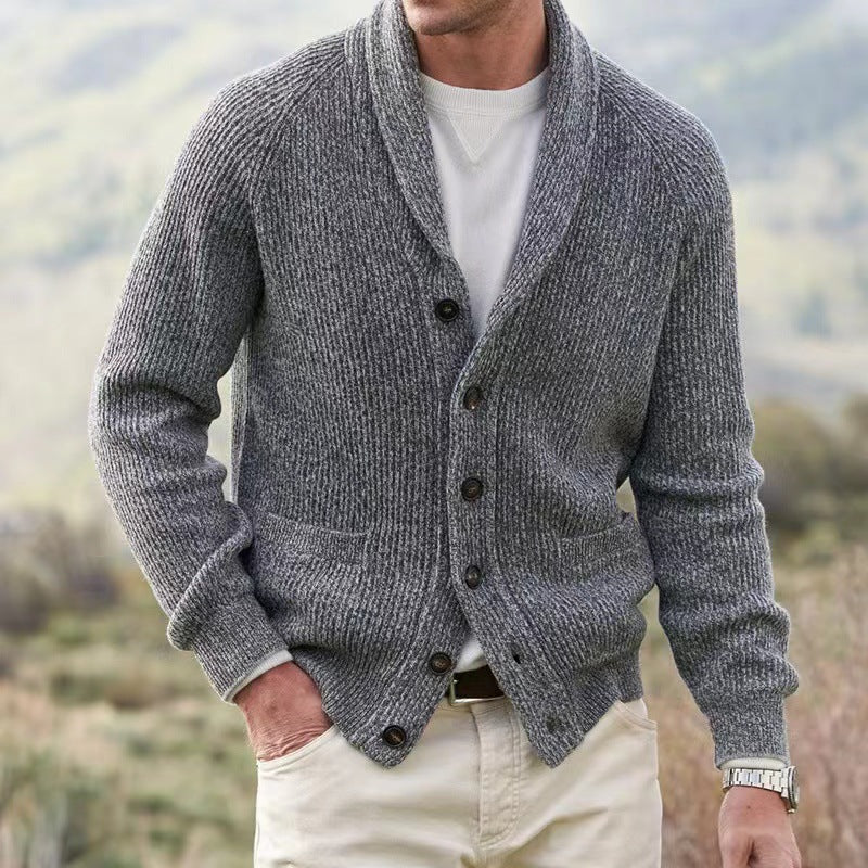 Gilet Homme En Maille Côtelée – Col Châle