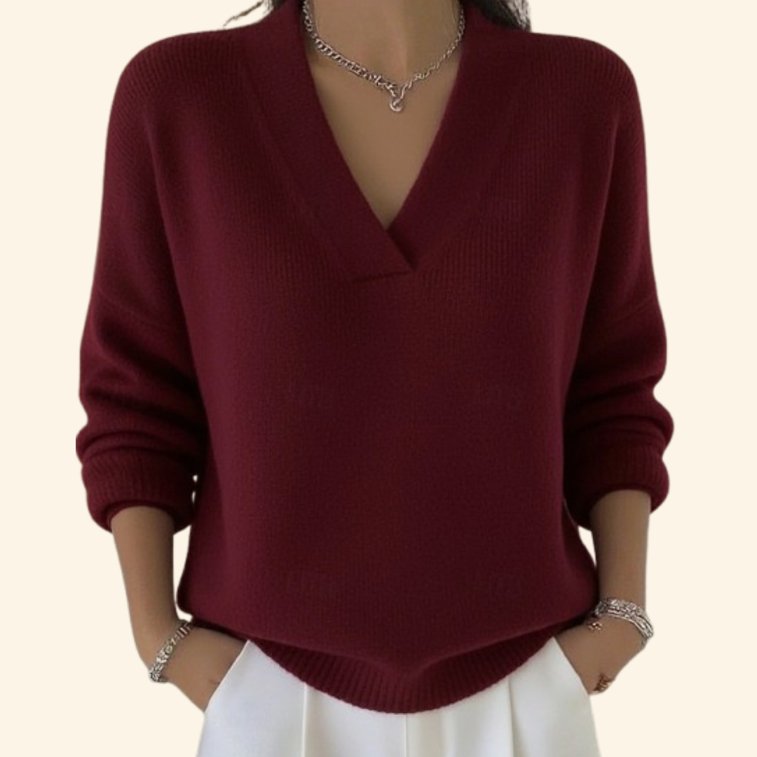 Pull Femme En Maille Douce – Col V