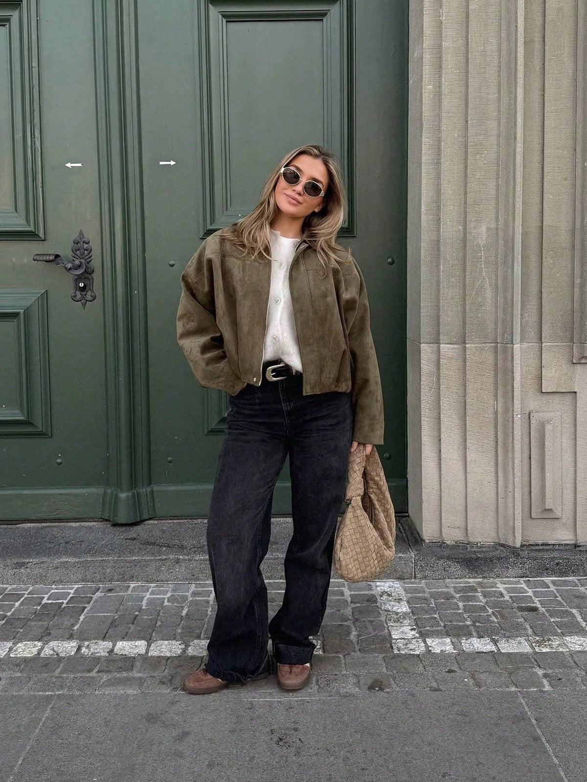 Blouson Bomber Femme Oversize En Suédine – Col Montant