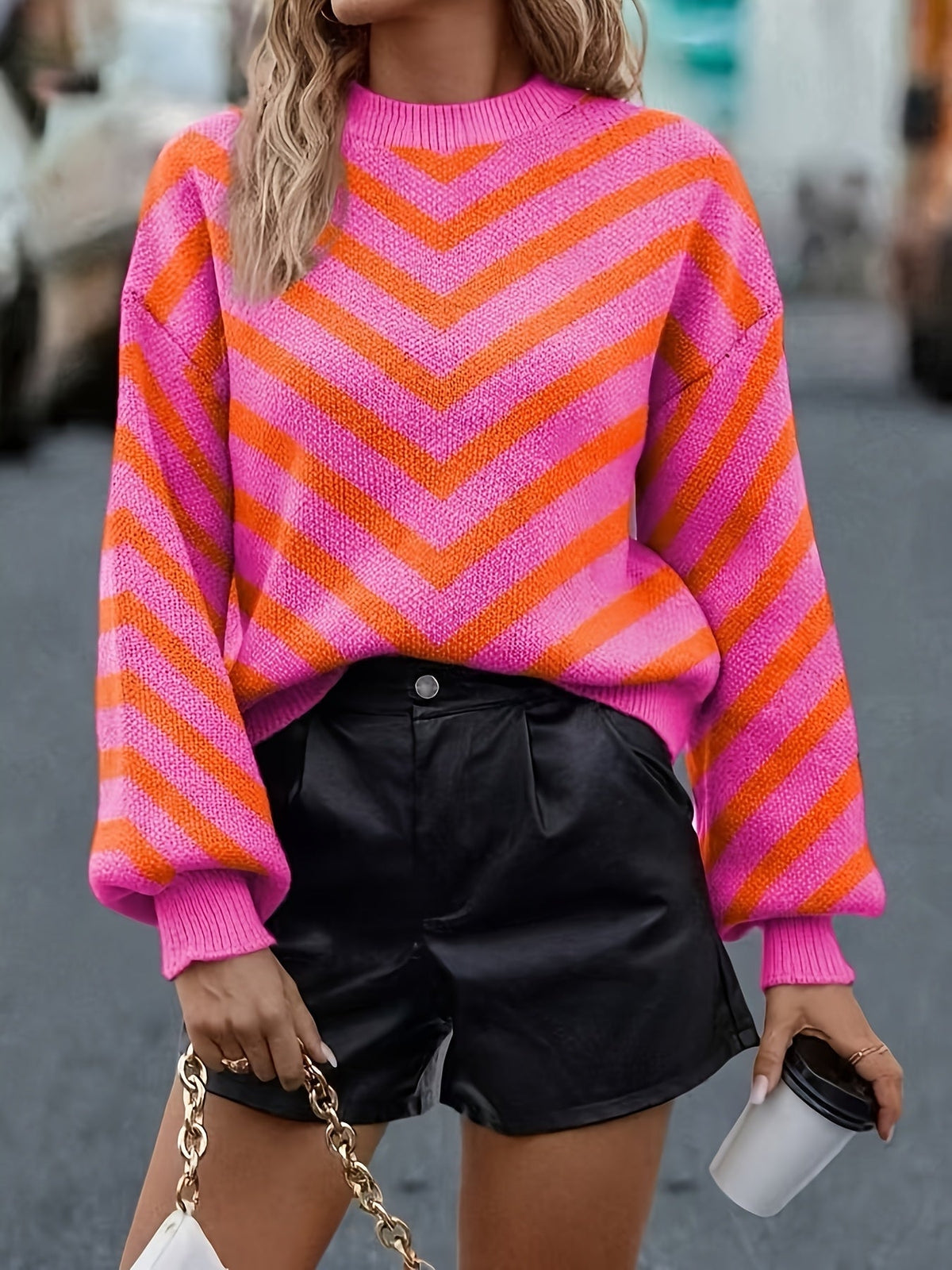Pull Femme En Maille À Chevrons