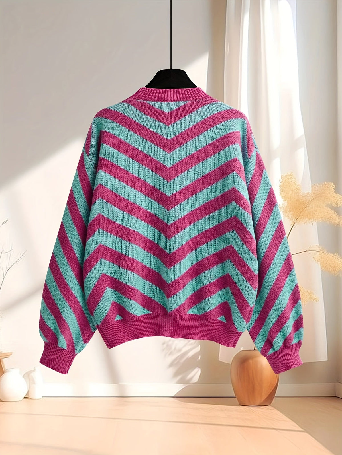 Pull Femme En Maille À Chevrons