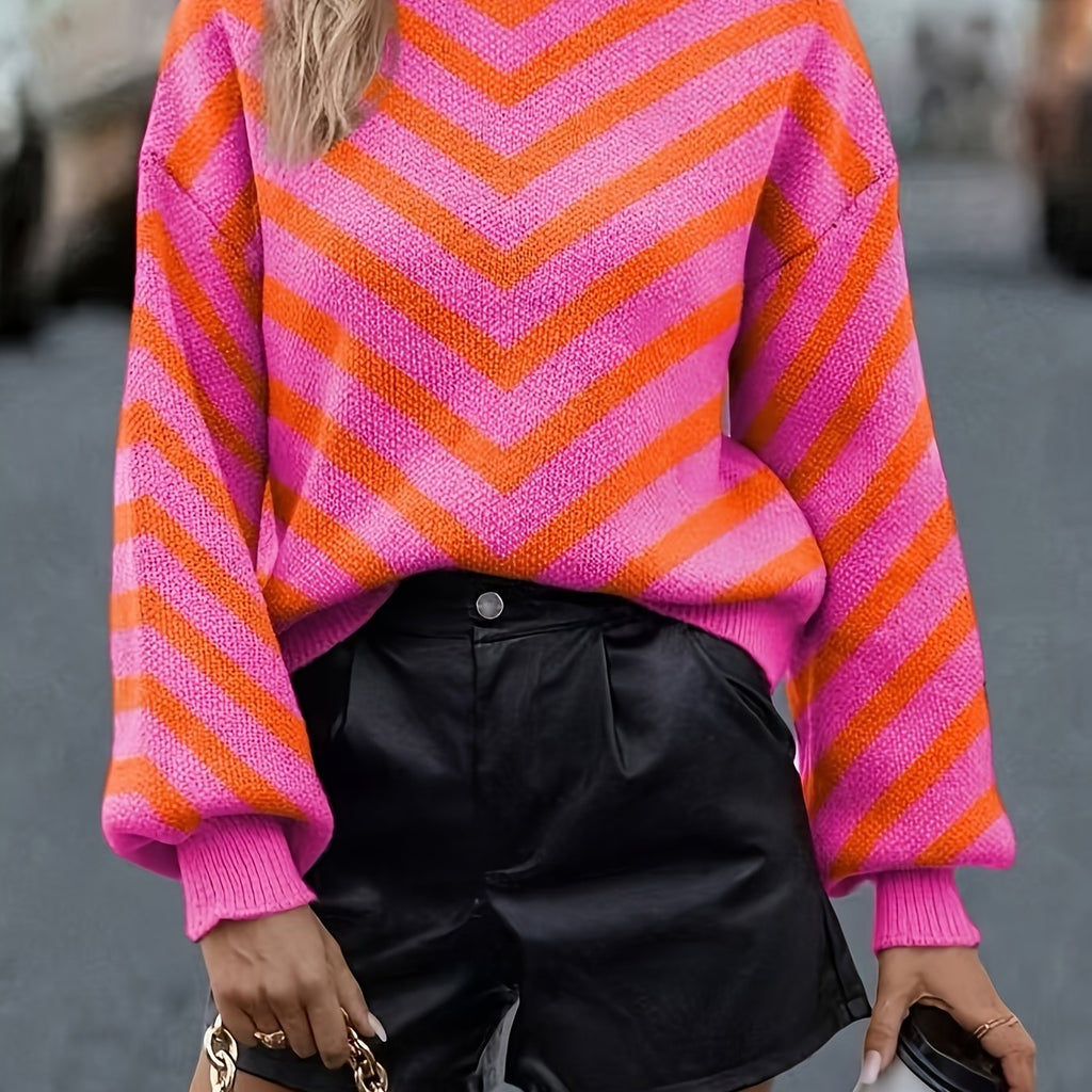 Pull Femme En Maille À Chevrons