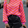 Pull Femme En Maille À Chevrons