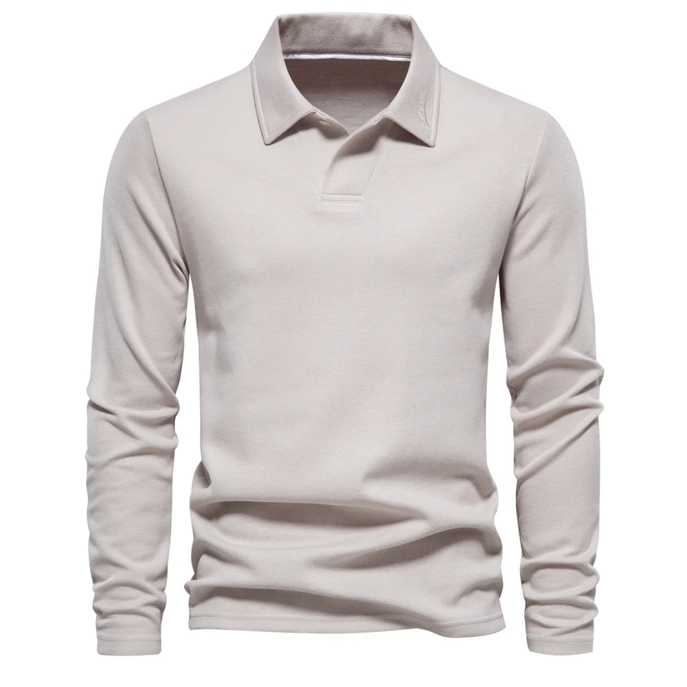 Polo Homme Manches Longues – Col Ouvert