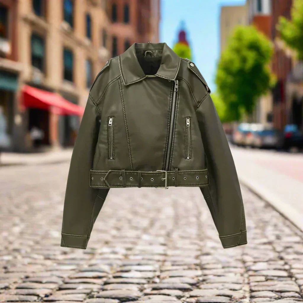Veste Biker Femme En Similicuir – Zip Asymétrique